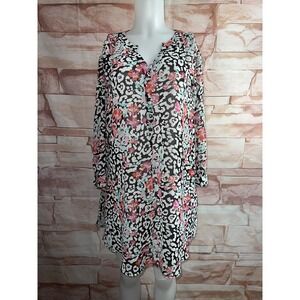 Jessica London 3/4 Sleeves sz 22W floral Lt weight Sheer